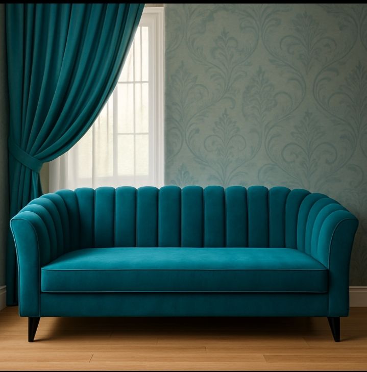 Teal velvet sofa